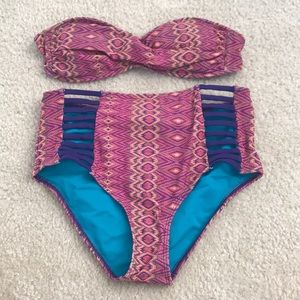 High waisted bathing suit set